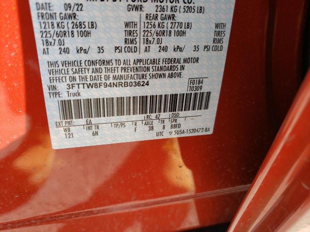 2022 FORD MAVERICK 3FTTW8F94NRB03624