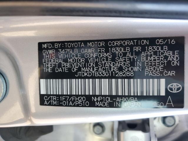 JTDKDTB33G1128288 Toyota PRIUS C