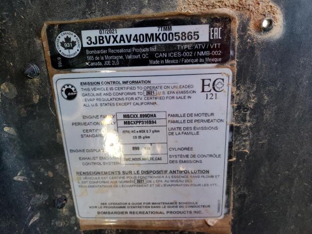 2021 CAN-AM MAVERICK X - 3JBVXAV40MK005865