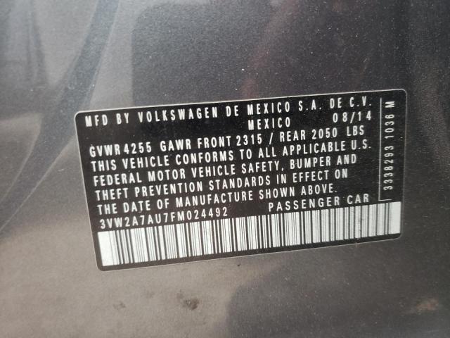 2015 VOLKSWAGEN GOLF TDI 3VW2A7AU7FM024492