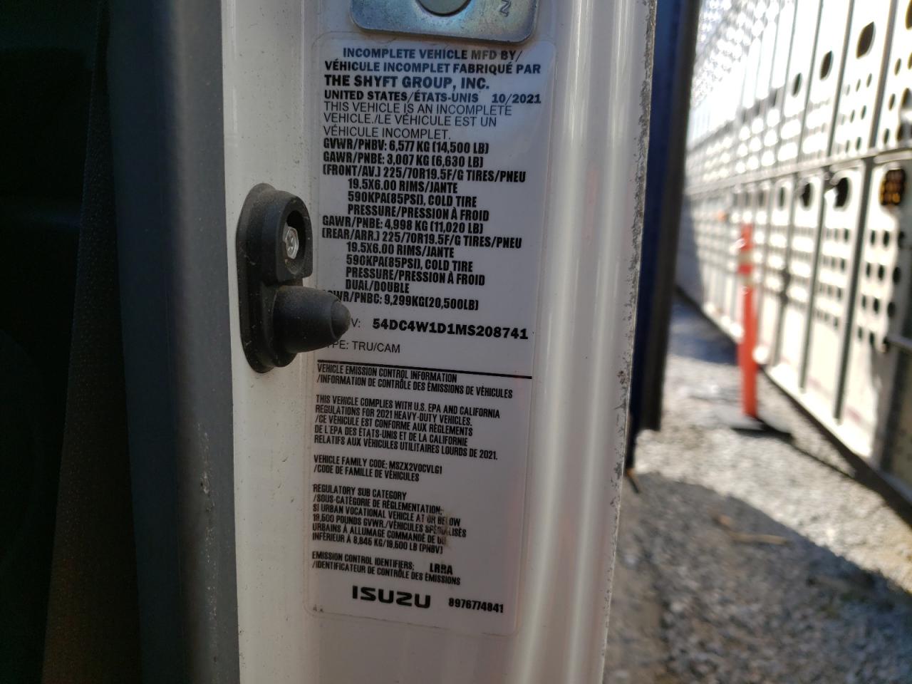 2021 Isuzu Npr Hd VIN: 54DC4W1D1MS208741 Lot: 67436002