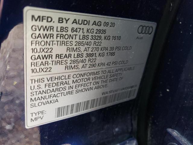 2021 AUDI Q8 PREMIUM - WA1EVAF14MD006535