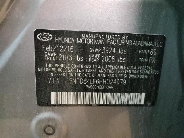 2017 HYUNDAI ELANTRA 4D 5NPD84LF6HH024979