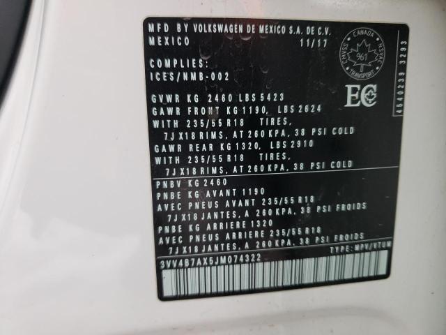 2018 VOLKSWAGEN TIGUAN SEL - 3VV4B7AX5JM074322