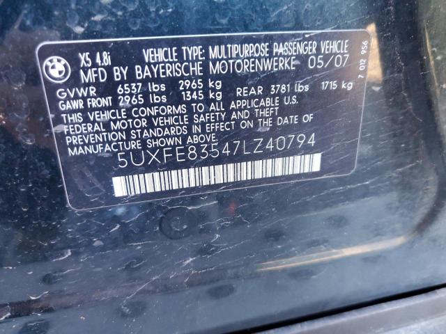 5UXFE83547LZ40794 BMW X5 4.8I