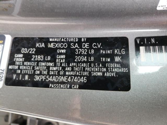 3KPF54AD9NE474046 KIA Forte Gt Line