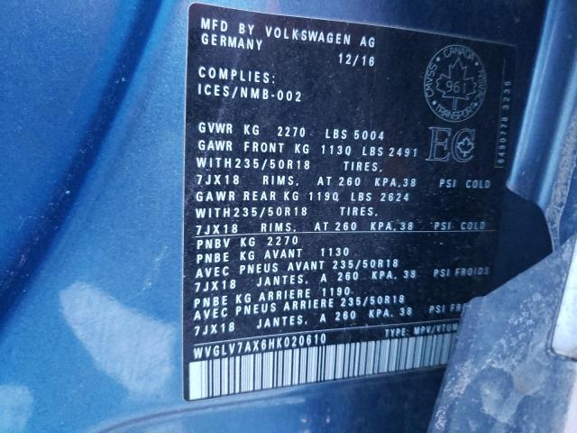 2017 VOLKSWAGEN TIGUAN HIG WVGLV7AX6HK020610