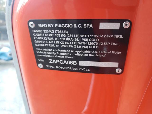 2021 PIAGGIO MOTORCYCLE ZAPCA06B0N5103852