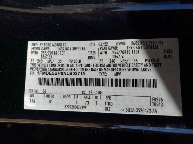2022 FORD BRONCO 1FMDE5BH0NLB03715