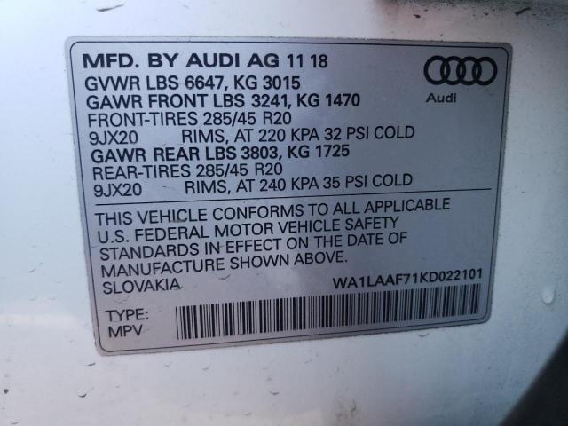 VIN WA1LAAF71KD022101 2019 Audi Q7, Premium Plus no.14