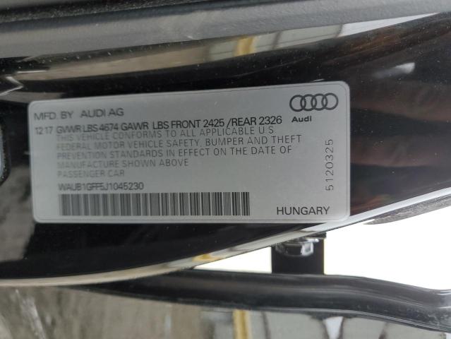 2018 AUDI S3 PREMIUM WAUB1GFF5J1045230