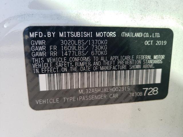 2020 MITSUBISHI MIRAGE LE ML32A5HJXLH002315