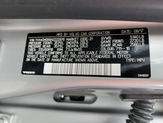 2017 VOLVO XC60 T5 DY YV440MDR6H2222976