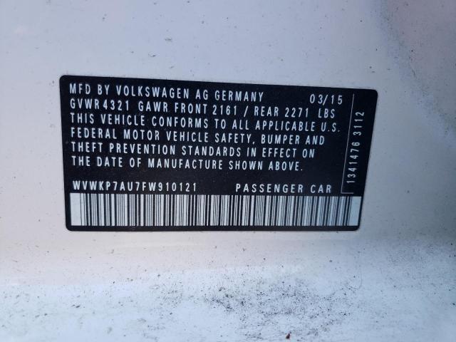 2015 VOLKSWAGEN E-GOLF LIM WVWKP7AU7FW910121