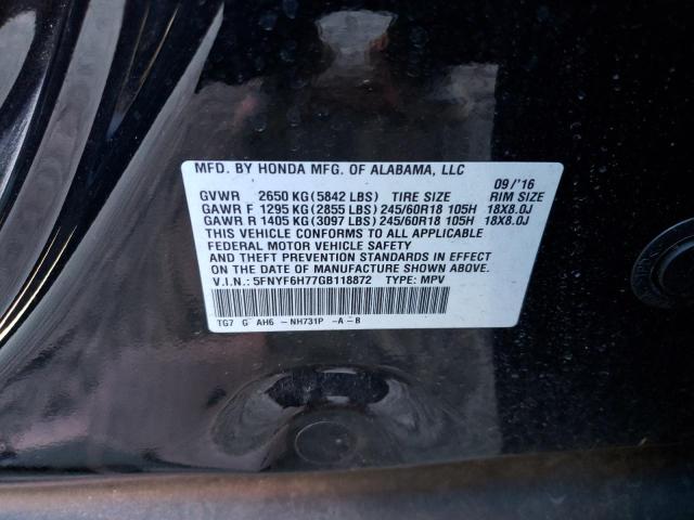 2016 HONDA PILOT EXLN - 5FNYF6H77GB118872