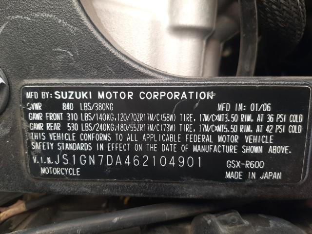 2006 SUZUKI GSX-R600 K - JS1GN7DA462104901
