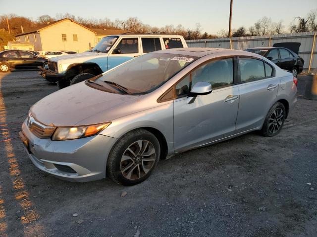 Salvage cars for sale from Copart York Haven, PA: 2012 Honda Civic EX
