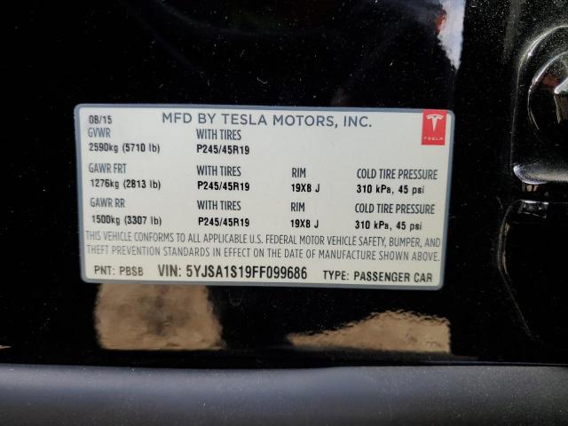2015 TESLA MODEL S 70 5YJSA1S19FF099686