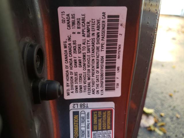2015 HONDA CIVIC EXL - 2HGFG3B01FH516264