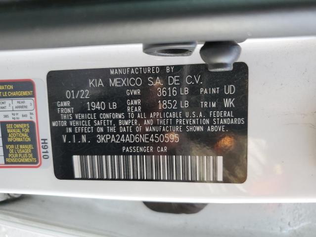 3KPA24AD6NE450595 KIA RIO LX
