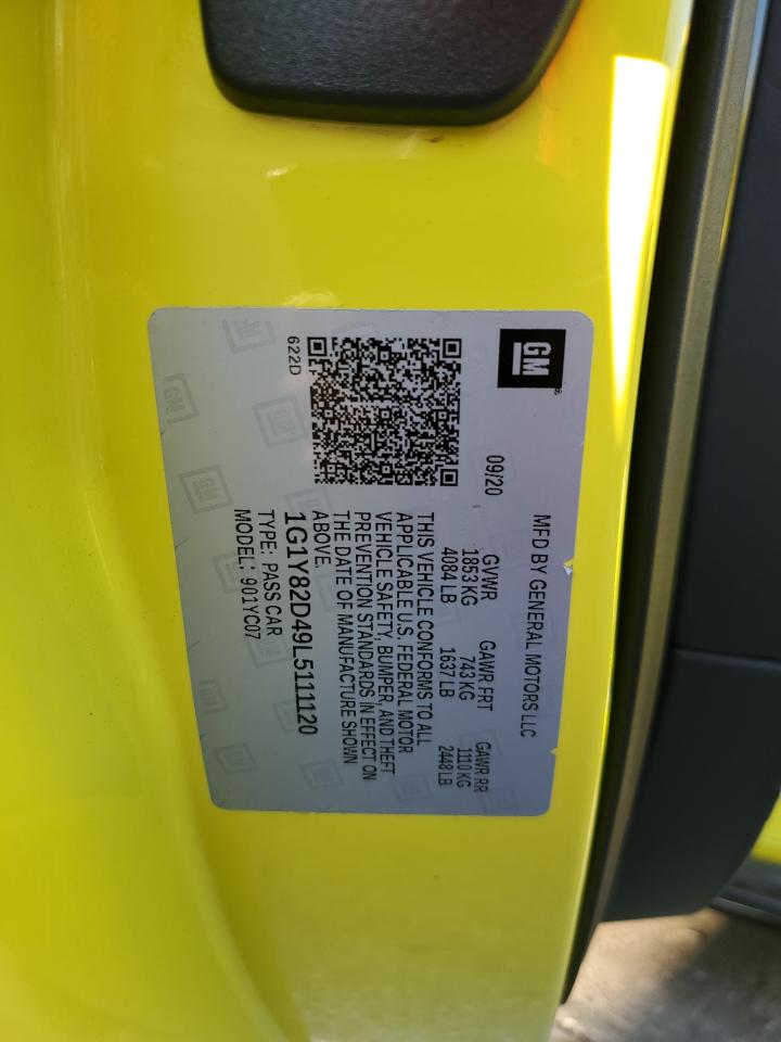 1G1Y82D49L5111120 CHEVROLET CORVETTE 2020