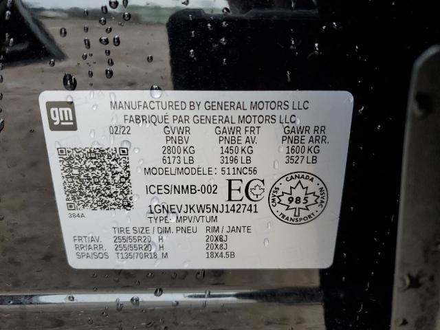 2022 CHEVROLET TRAVERSE R 1GNEVJKW5NJ142741