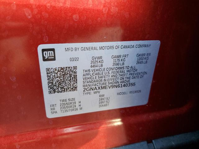 2022 CHEVROLET EQUINOX RS 2GNAXMEV9N6140355