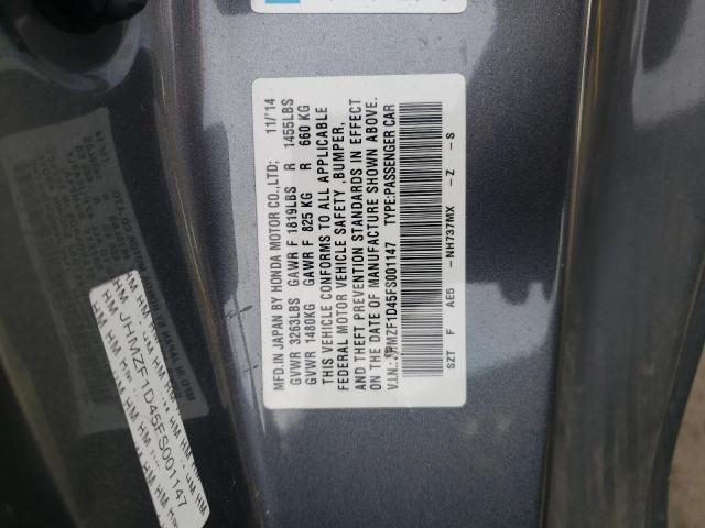 2015 HONDA CR-Z JHMZF1D45FS001147