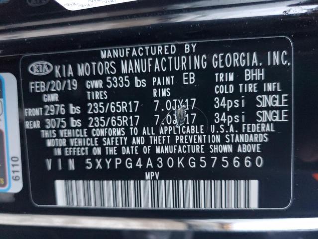 2019 KIA SORENTO L - 5XYPG4A30KG575660