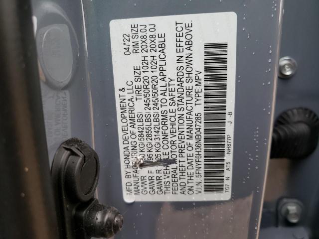 2022 HONDA PILOT SPOR 5FNYF6H36NB047285