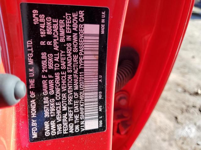 2020 HONDA CIVIC BASE - SHHFK7H92LU207011