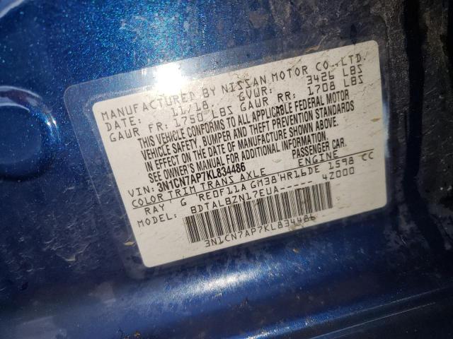 3N1CN7AP7KL834486 Nissan VERSA S