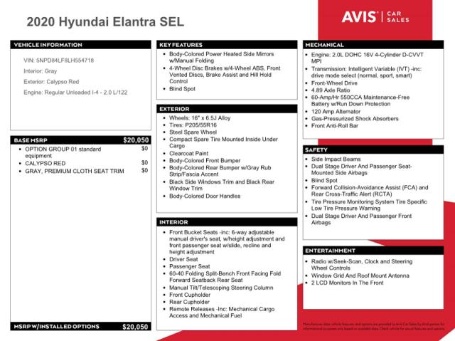 VIN 5NPD84LF8LH554718 2020 HYUNDAI ELANTRA no.12