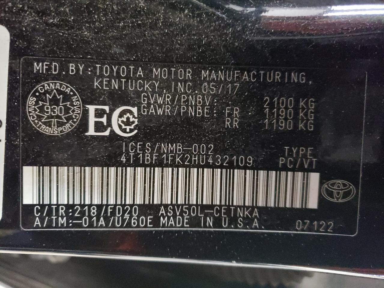 4T1BF1FK2HU432109 2017 TOYOTA CAMRY - Image 13