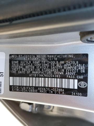 VIN 4T1B11HK7KU204383 2019 TOYOTA CAMRY no.12