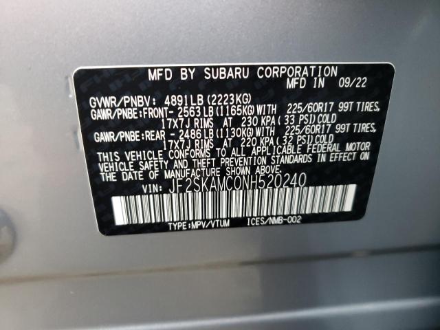 2022 SUBARU FORESTER W JF2SKAMC0NH520240