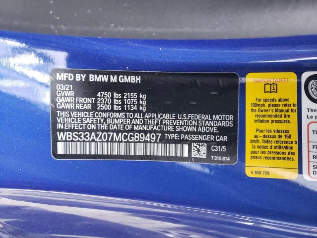 2021 BMW M4 COMPETI WBS33AZ07MCG89497
