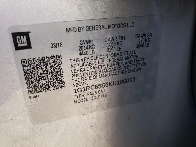 2019 CHEVROLET VOLT LT - 1G1RC6S56KU106063