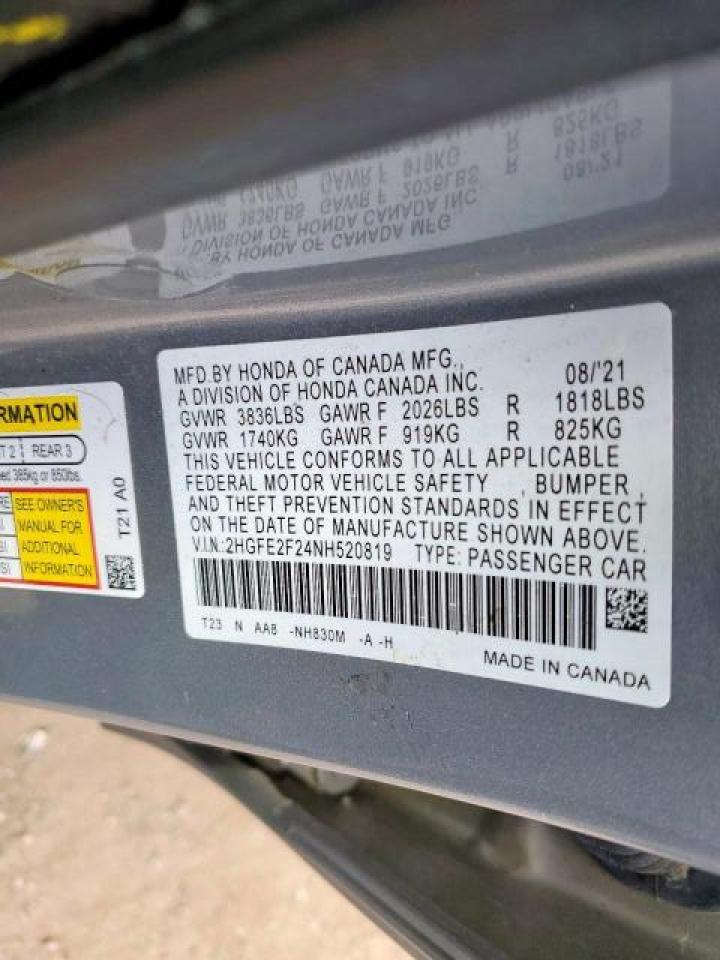 2HGFE2F24NH520819 HONDA CIVIC LX 2022