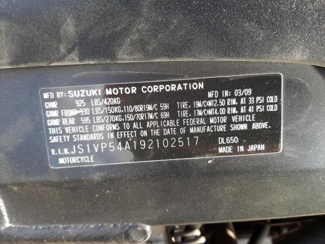 2009 SUZUKI DL650 - JS1VP54A192102517
