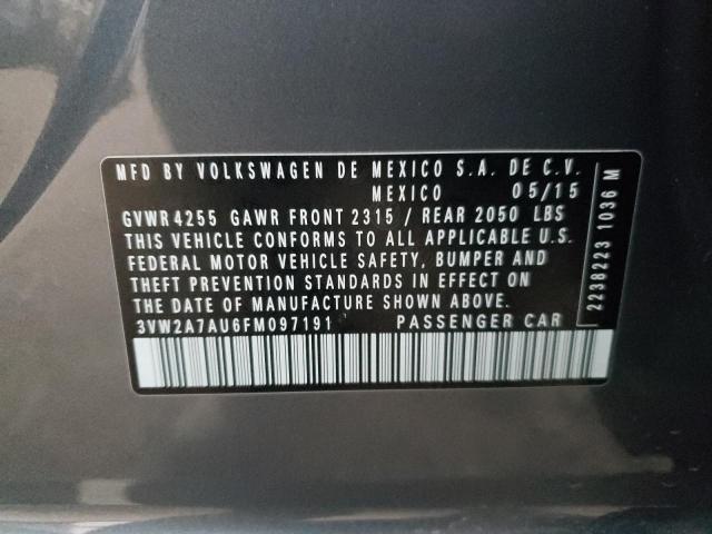 2015 VOLKSWAGEN GOLF TDI 3VW2A7AU6FM097191