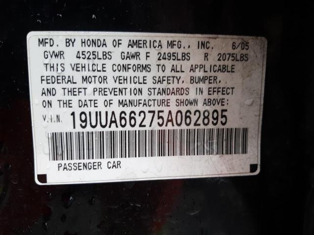 2005 ACURA TL VIN: 19UUA66275A062895