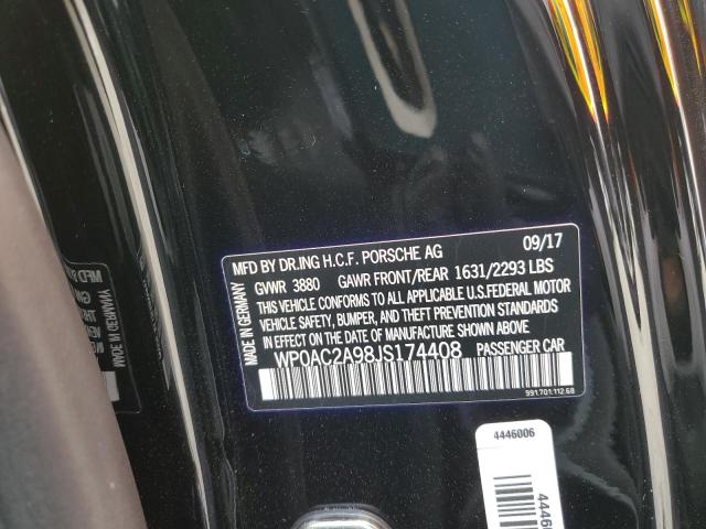 2018 PORSCHE 911 GT3 WP0AC2A98JS174408