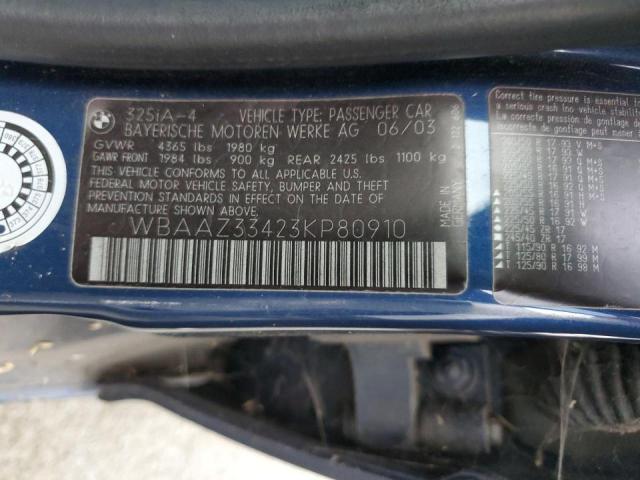 WBAAZ33423KP80910 BMW 325 I