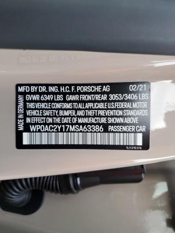 2021 PORSCHE TAYCAN TUR WP0AC2Y17MSA63386