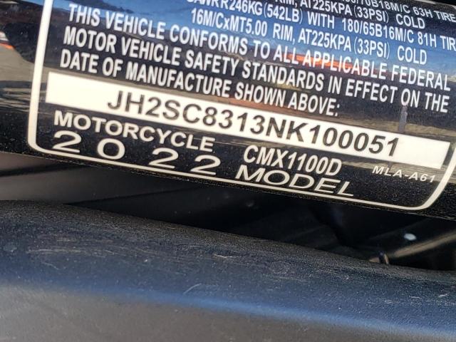 2022 HONDA CMX1100 D JH2SC8313NK100051