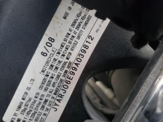 2009 YAMAHA YZFR6 S JYARJ06E99A039812