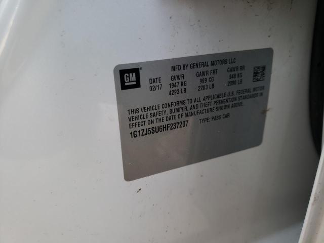 2017 CHEVROLET MALIBU HYB - 1G1ZJ5SU6HF237207