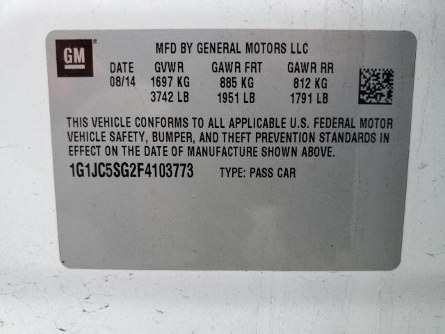 2015 CHEVROLET SONIC LT - 1G1JC5SG2F4103773