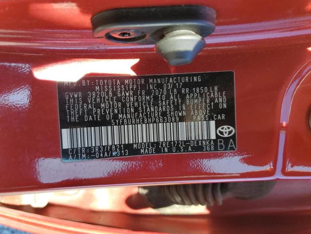 2017 TOYOTA CORROLA - 5YFBURHE8HP663089